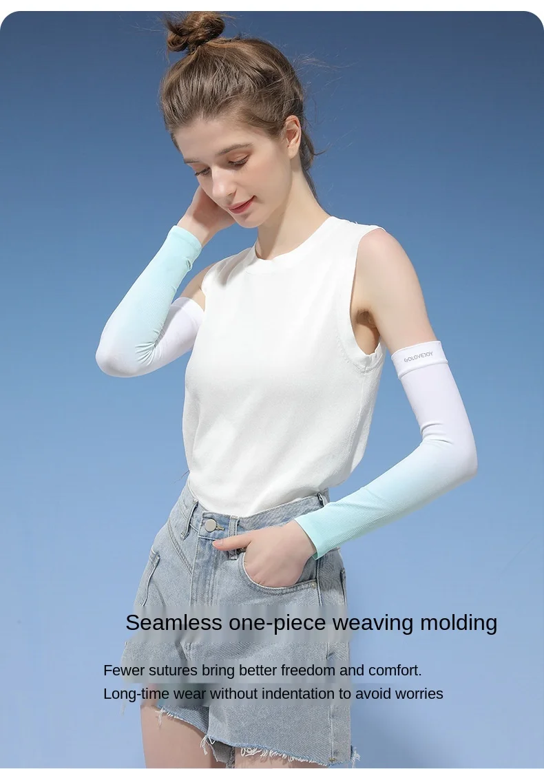 Summer Anti Eltraviolet Ice Sleeve Driving Sunscreen Gloves Women Ice Silk Sleeve Men Arm Sleeve