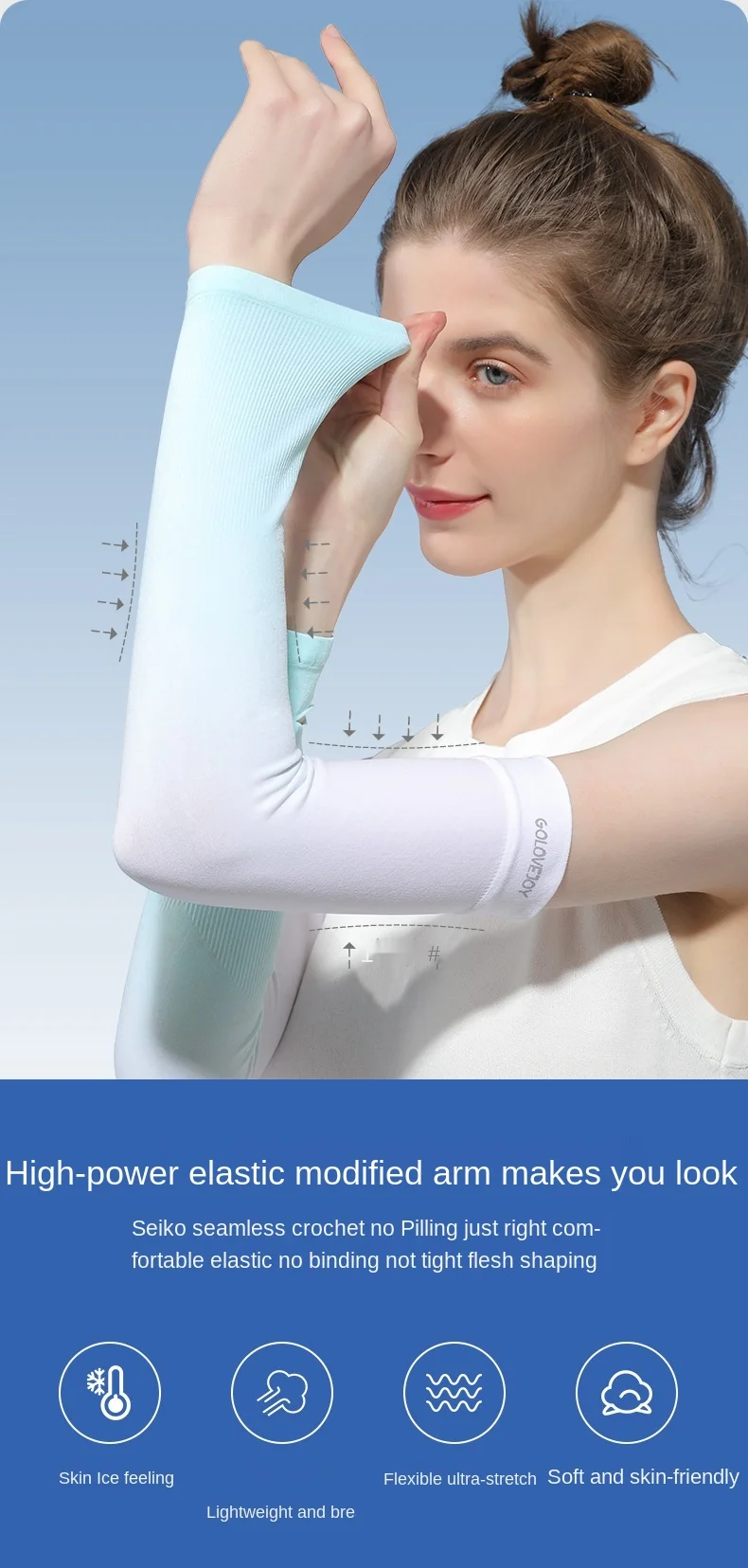Summer Anti Eltraviolet Ice Sleeve Driving Sunscreen Gloves Women Ice Silk Sleeve Men Arm Sleeve
