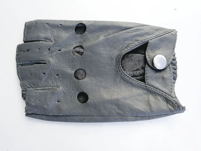 Half Finger Gloves Women's Leather Thin Fashion Hollow Style Color Sheepskin Short Outdoor Motorcycle Riding Locomotive Driving