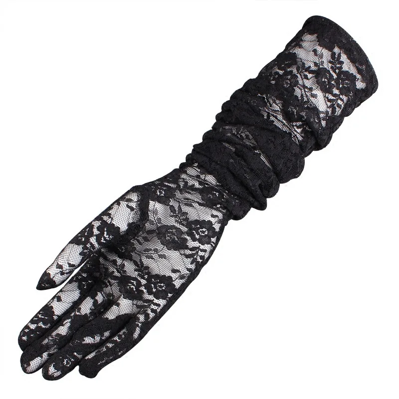 Women Sexy Hollow Lace Summer Drive Cycling Breathable Gloves Thin Transparent Exquisite Etiquette Lolita Cosplay Soft