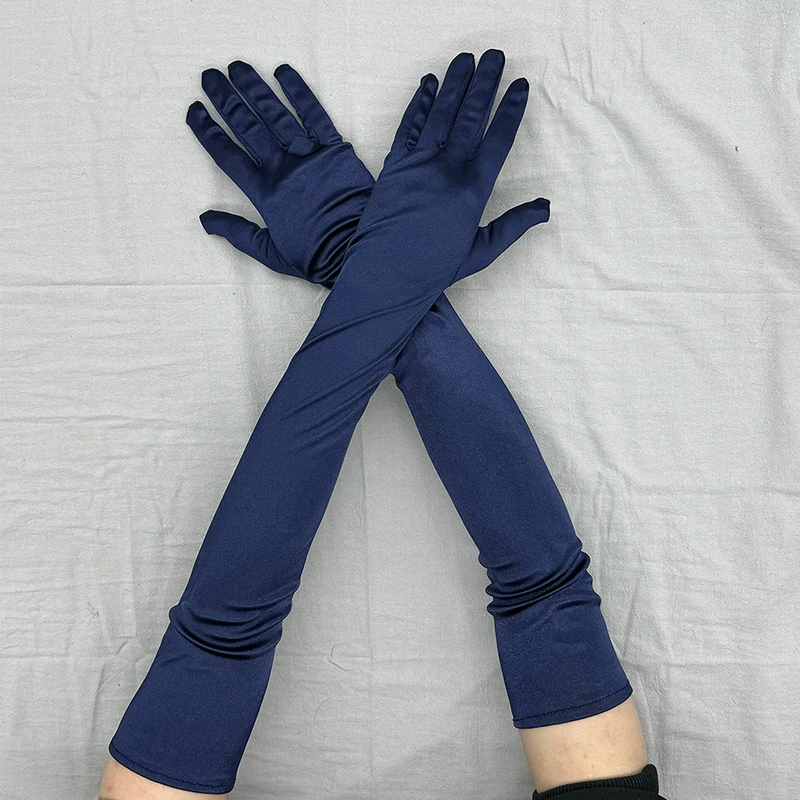 Classic Adult 55cm Opera/Elbow Stretch Satin Finger Long Gloves Women Party Evening Costume Wedding Dress Elegant Gloves