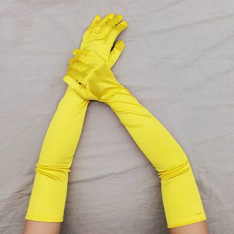 Classic Adult 55cm Opera/Elbow Stretch Satin Finger Long Gloves Women Party Evening Costume Wedding Dress Elegant Gloves