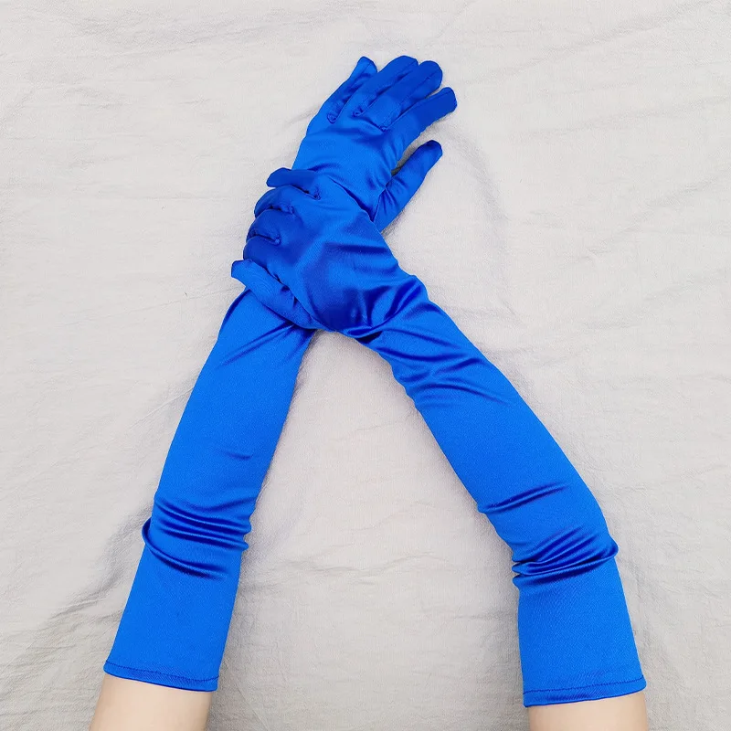 Classic Adult 55cm Opera/Elbow Stretch Satin Finger Long Gloves Women Party Evening Costume Wedding Dress Elegant Gloves