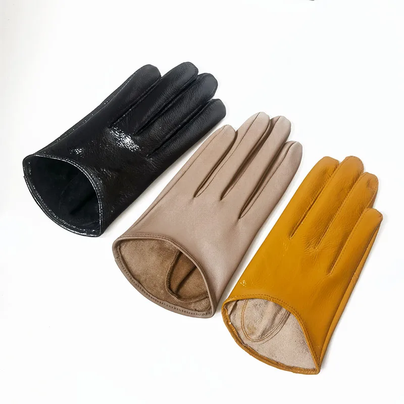 2025 Half Palm Glove Street Fashion Driving Gloves Genuine Real Goat Leather Gloves Women Fashion Short Mittens G621