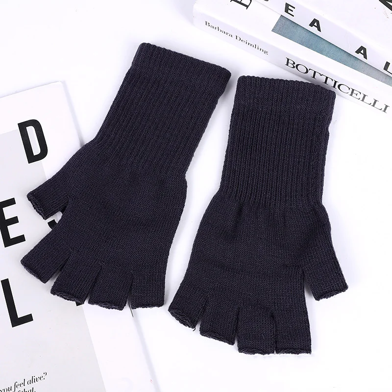 Winter Half Finger Fingerless Gloves Unisex Outdoor Mittens Women Men Warm Knit Wrist Gloves Elastic Comfort Workout Sports