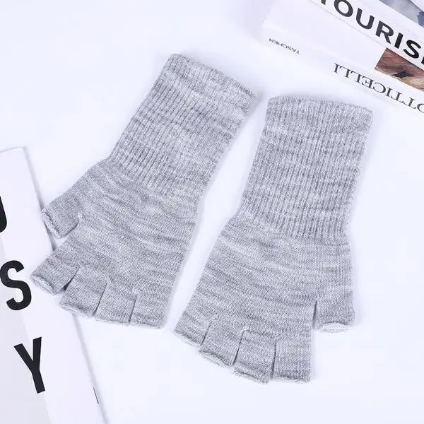 Winter Half Finger Fingerless Gloves Unisex Outdoor Mittens Women Men Warm Knit Wrist Gloves Elastic Comfort Workout Sports