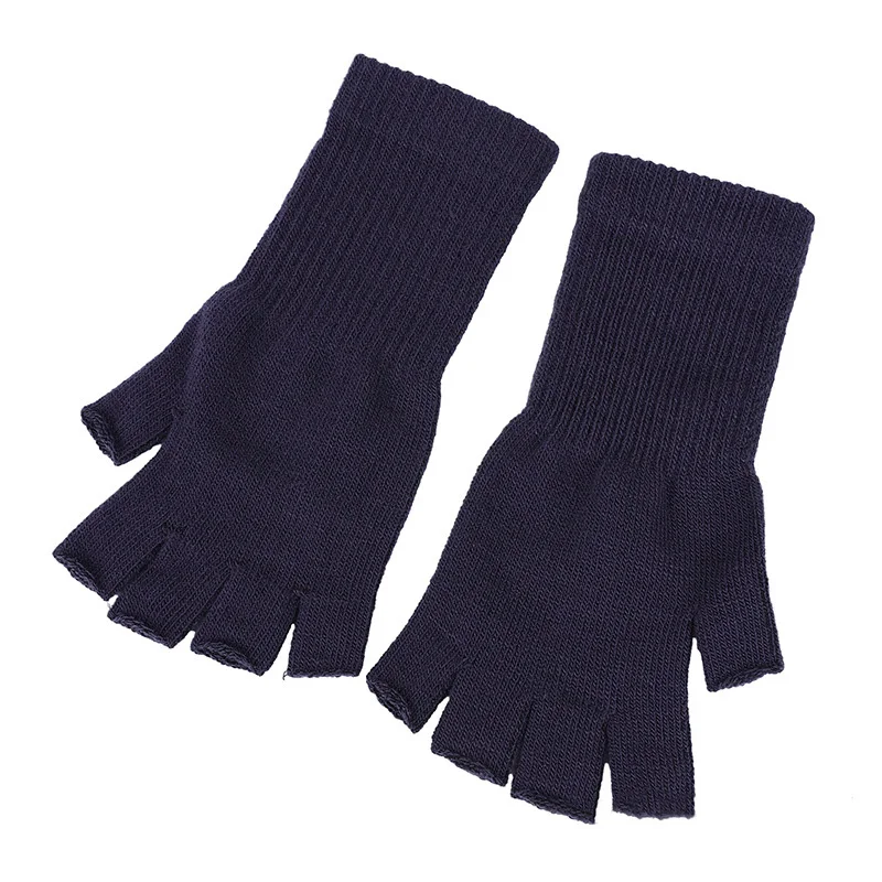 Winter Half Finger Fingerless Gloves Unisex Outdoor Mittens Women Men Warm Knit Wrist Gloves Elastic Comfort Workout Sports