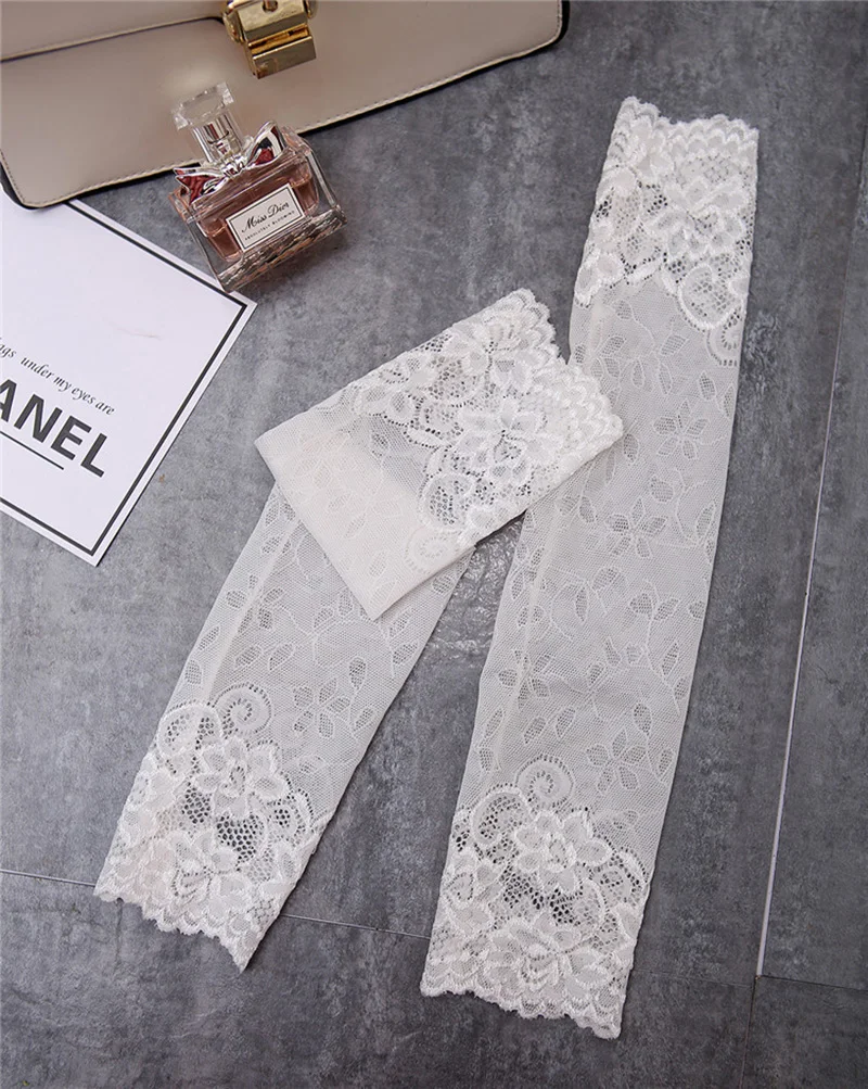 Elegant Female Fingerless Anti-UV Driving Mittens Summer Women Long Elasticity Sleeve Sunscreen Cycling Sexy Lace Sun Gloves K9