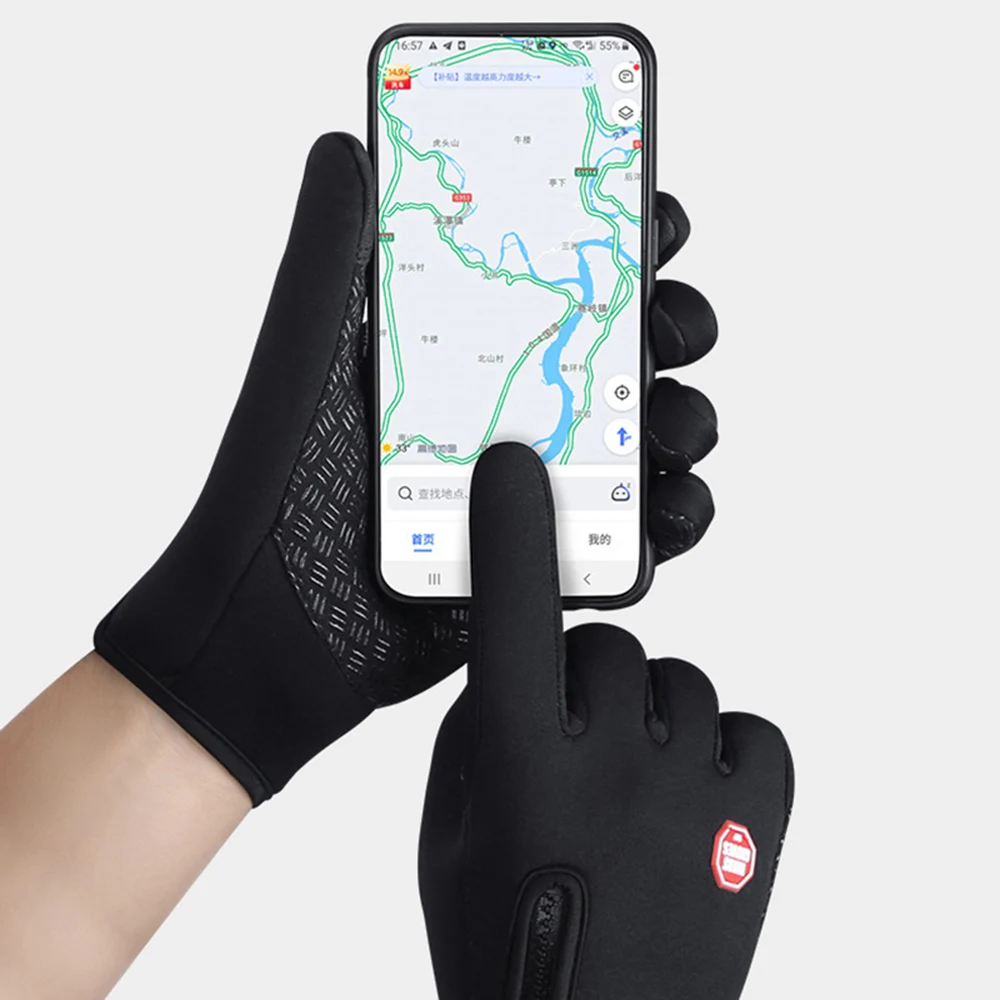 Windproof Warm Gloves For Winter Anti Slip Silicon Touch Screen Full Finger Cold-proof Bicycle Cycling Touchscreen Sport Gloves