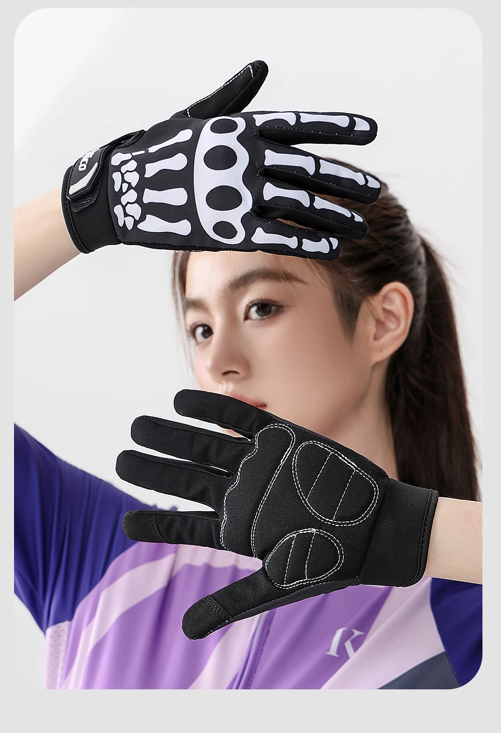Riding Gloves Road Bikes Shock-Absorbing Anti Slip Wear-Resistant Touch Screen Sports Mountain Bike Gloves Halloween Gift Gloves