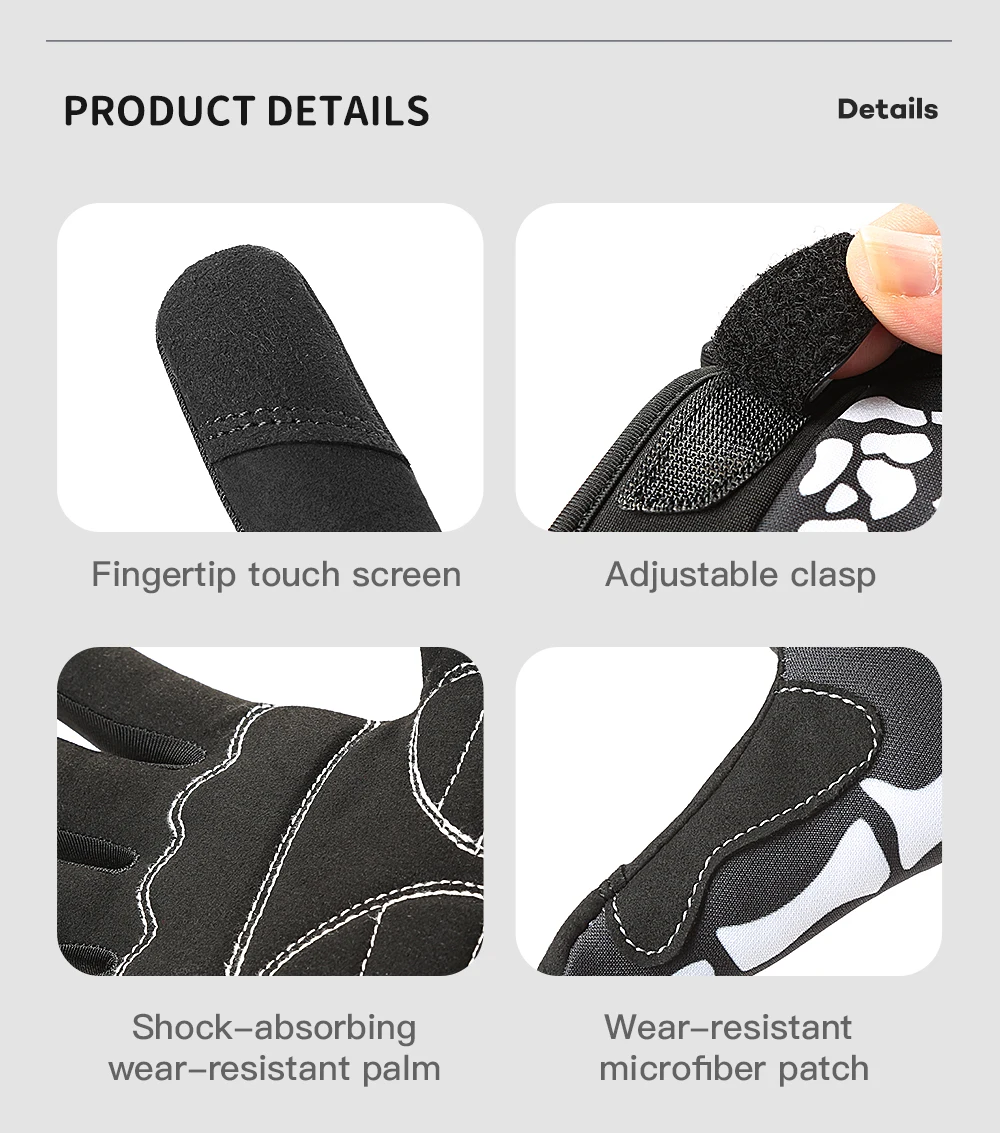Riding Gloves Road Bikes Shock-Absorbing Anti Slip Wear-Resistant Touch Screen Sports Mountain Bike Gloves Halloween Gift Gloves