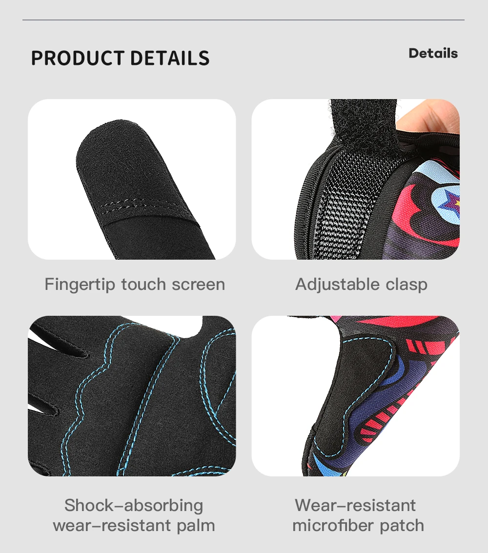 Riding Gloves Road Bikes Shock-Absorbing Anti Slip Wear-Resistant Touch Screen Sports Mountain Bike Gloves Halloween Gift Gloves