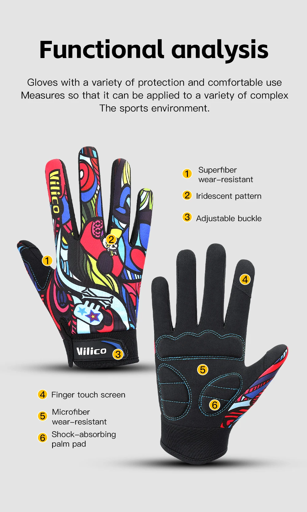 Riding Gloves Road Bikes Shock-Absorbing Anti Slip Wear-Resistant Touch Screen Sports Mountain Bike Gloves Halloween Gift Gloves