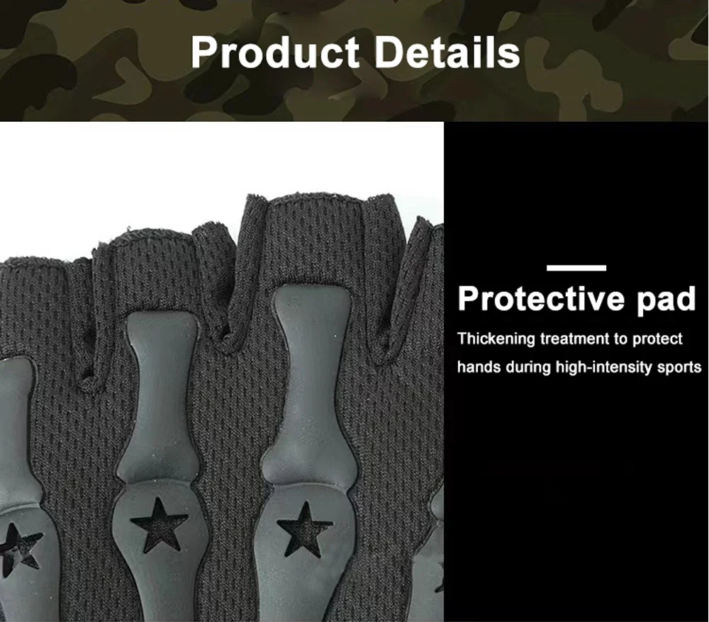 Tactical Riding Fingerless Gloves Non-slip Half Finger Gloves for Motorcycle Cycling Climbing Hiking Hunting Outdoor Sports