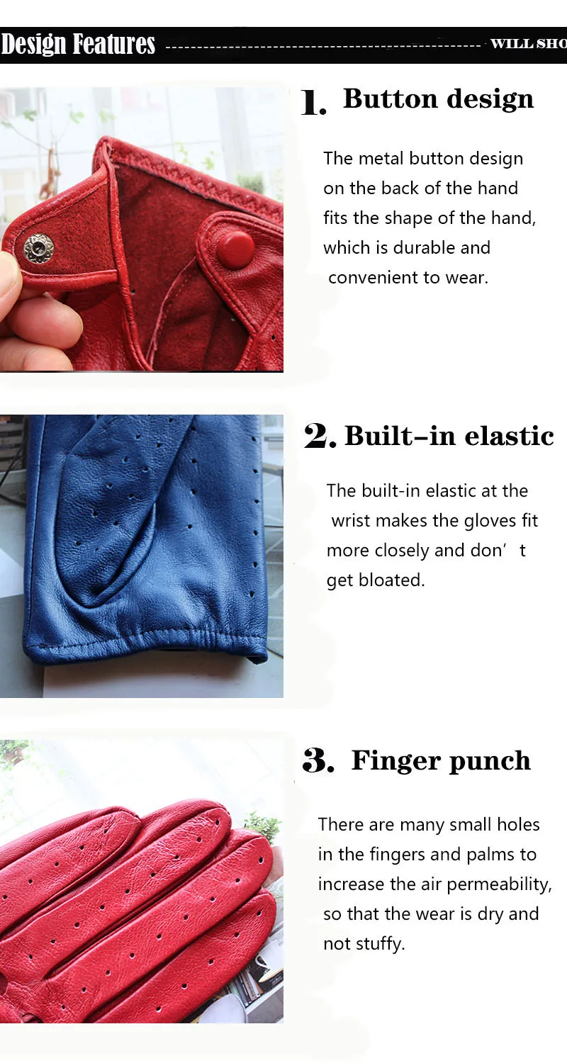 New Style Sheepskin Gloves Women Leather Thin Single Layer Unlined Hollow Breathable Riding Motorcycle Gloves Spring and Summer
