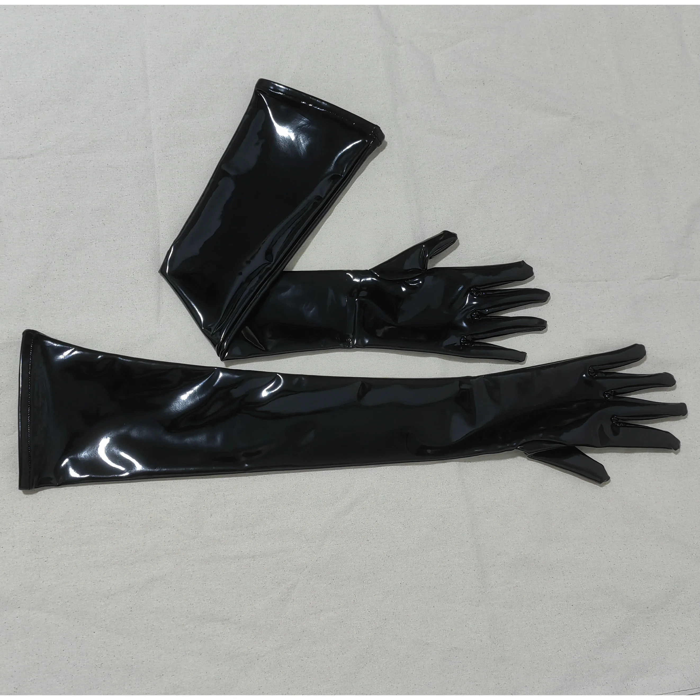 S-XXL Anti Slip Wet Look PVC Long Gloves Shiny PU Leather Guanlets Cosplay Performance Mitten Eldiven Mittens Handschuhe Gantlet