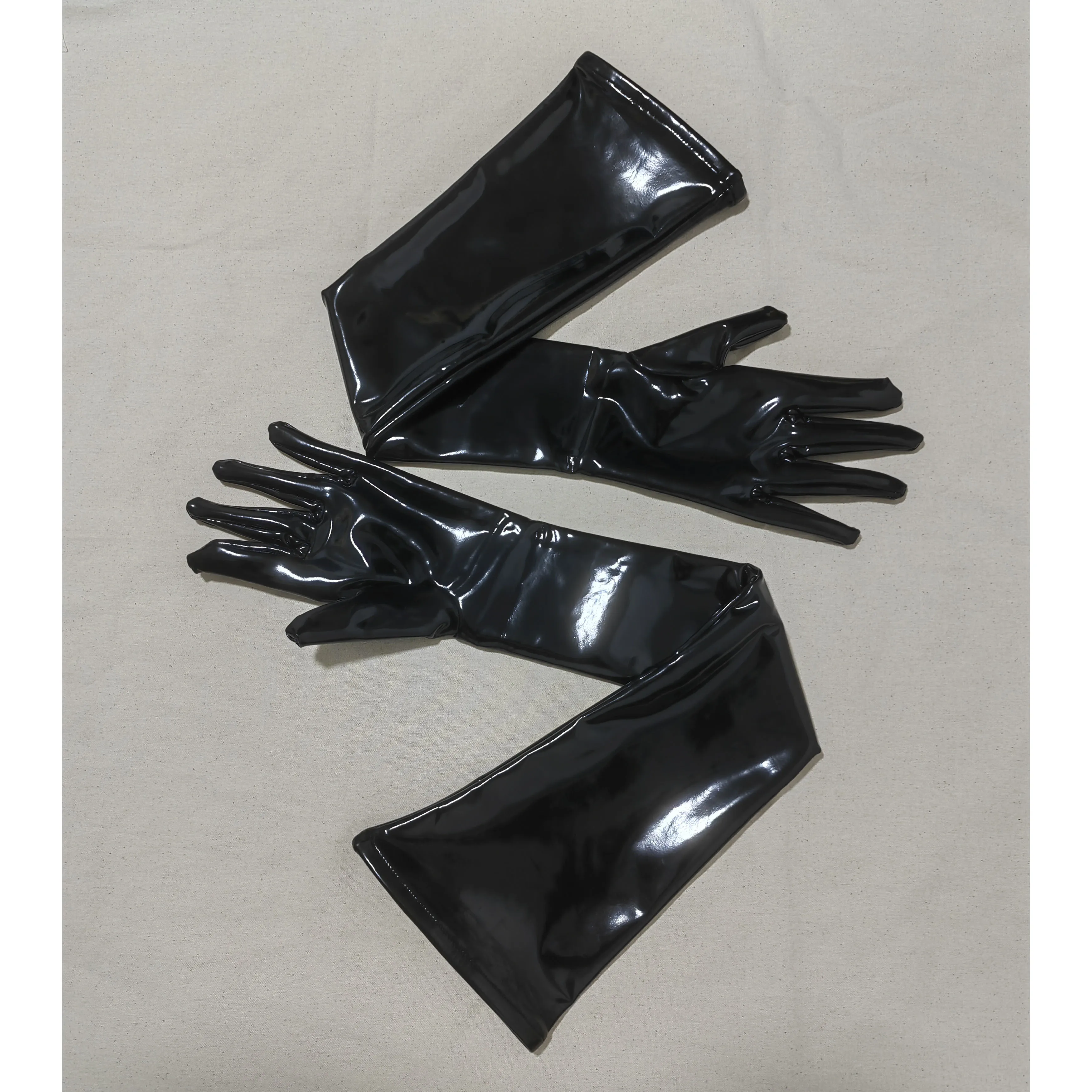 S-XXL Anti Slip Wet Look PVC Long Gloves Shiny PU Leather Guanlets Cosplay Performance Mitten Eldiven Mittens Handschuhe Gantlet