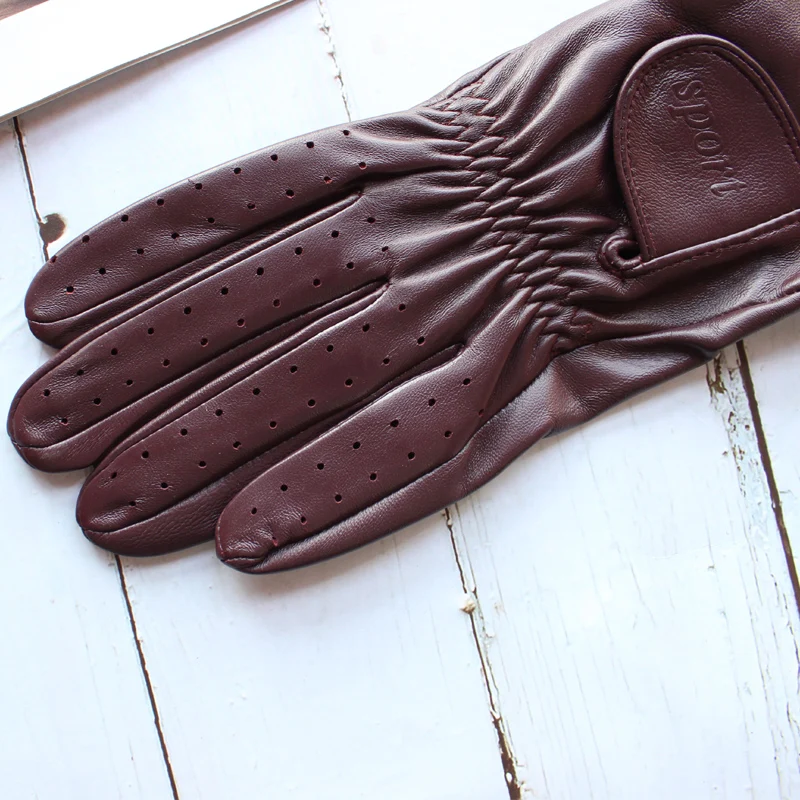 Spring New Men's and Women's Sheepskin Gloves Touch Screen Single Thin Leather Gloves Sports Golf Driver Driving Gloves