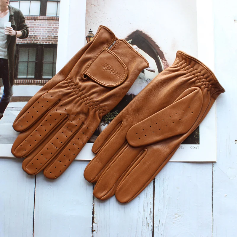 Spring New Men's and Women's Sheepskin Gloves Touch Screen Single Thin Leather Gloves Sports Golf Driver Driving Gloves