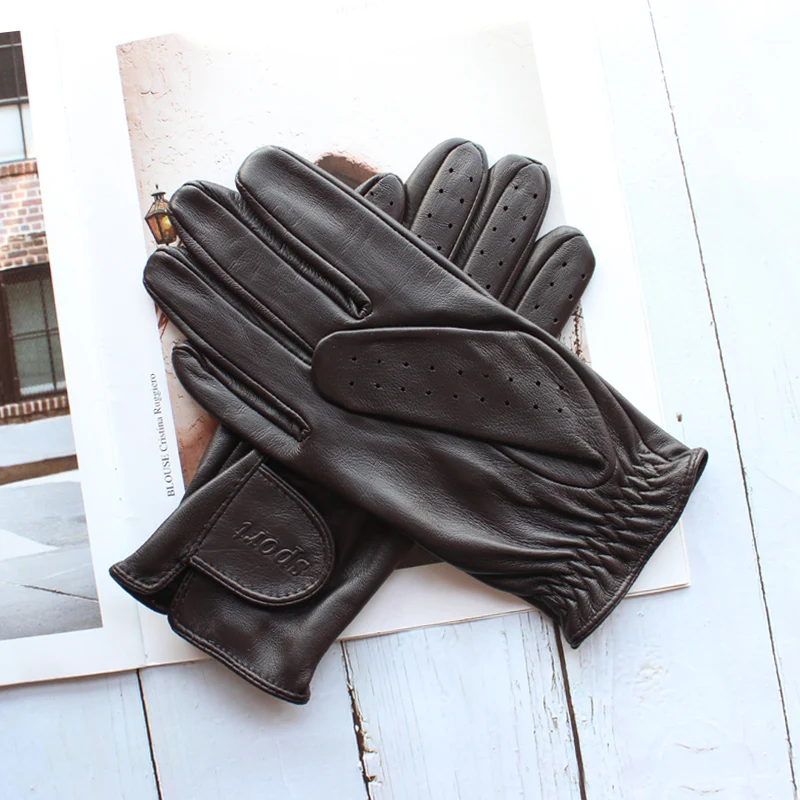 Spring New Men's and Women's Sheepskin Gloves Touch Screen Single Thin Leather Gloves Sports Golf Driver Driving Gloves