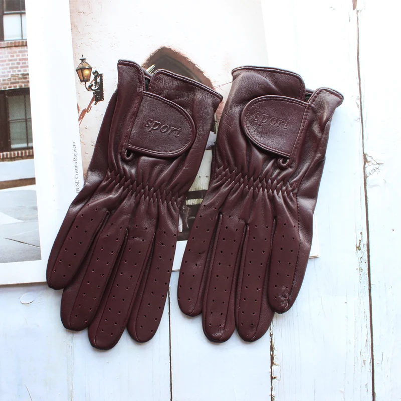 Spring New Men's and Women's Sheepskin Gloves Touch Screen Single Thin Leather Gloves Sports Golf Driver Driving Gloves