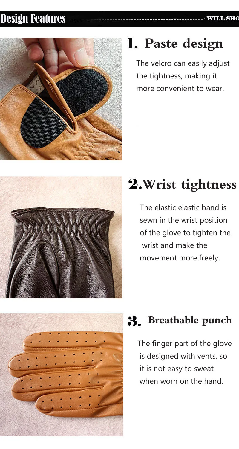 Spring New Men's and Women's Sheepskin Gloves Touch Screen Single Thin Leather Gloves Sports Golf Driver Driving Gloves