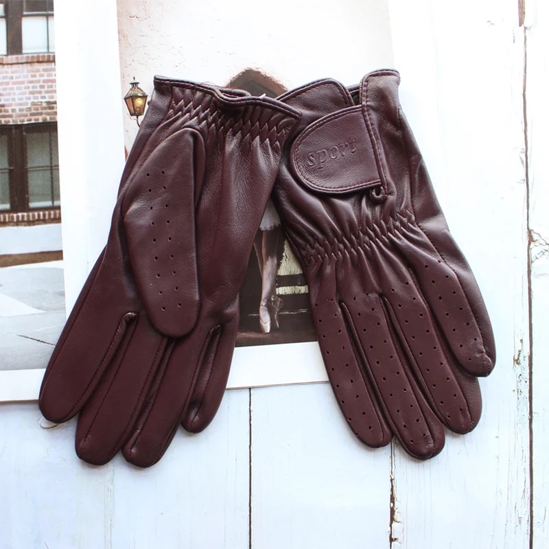 Spring New Men's and Women's Sheepskin Gloves Touch Screen Single Thin Leather Gloves Sports Golf Driver Driving Gloves