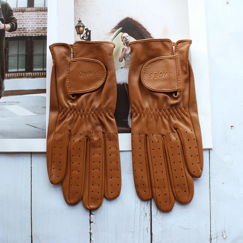 Spring New Men's and Women's Sheepskin Gloves Touch Screen Single Thin Leather Gloves Sports Golf Driver Driving Gloves