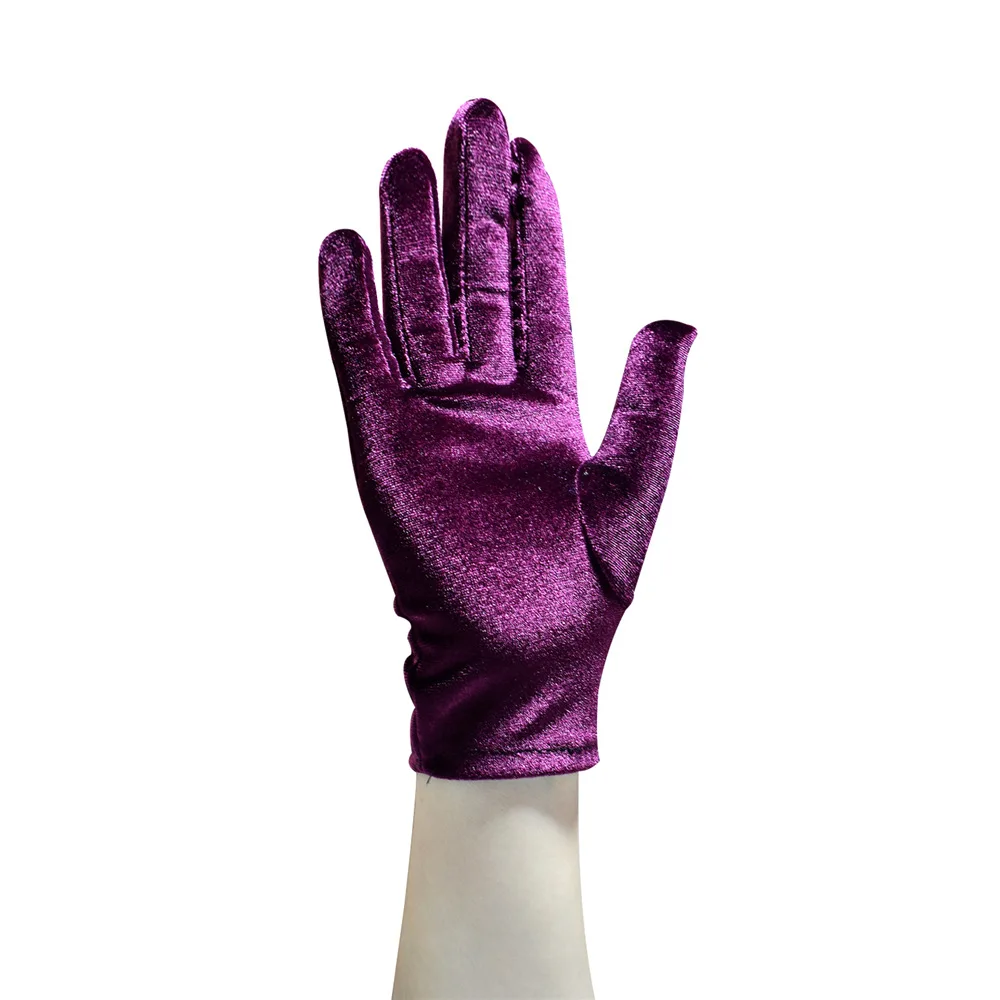 Autumn Winter Short Opera Velvet Gloves for Women Flapper Stretchy Wrist Length Banquet Gloves Tea Wedding Party Costume Gloves