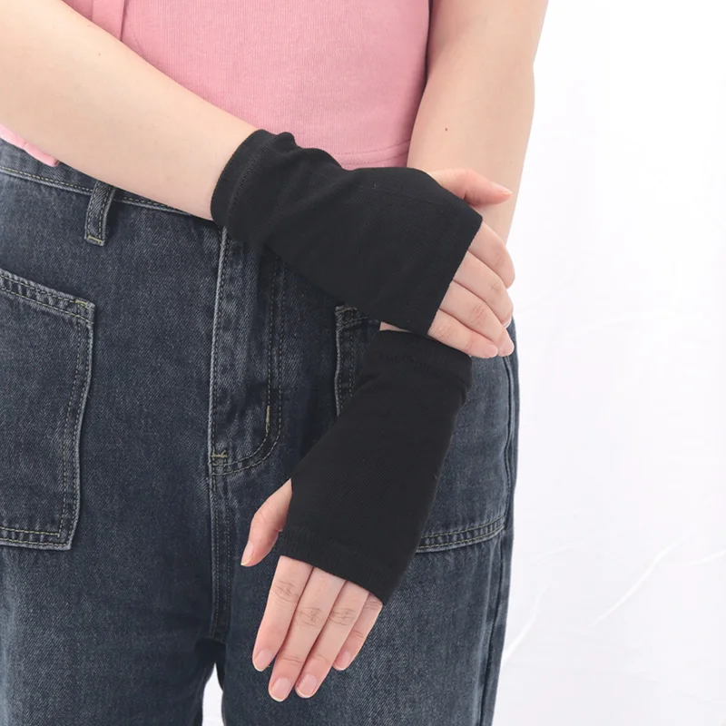 Anime Women Short Fingerless Gloves Cosplay Mitten Unisex Oversleeve Arm Warmer Men's Fashion Warm Cuff Gloves Cosplay Accessory