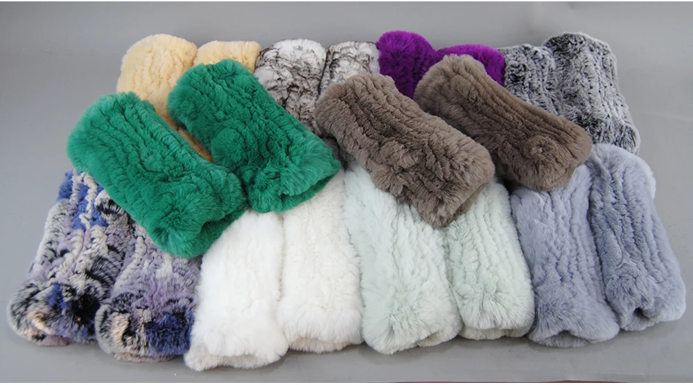 2026 Fashion Real Rex Rabbit Fur Women's Winter Gloves Genuine Fur Mittens Girl Fingerless Gloves Wrist Warmer Elastic Fluffy