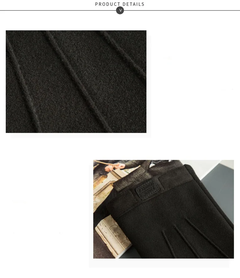 Winter Men Plush Warm Cashmere Outdoor Sports Cycling Mittens Women Three Ribs Suede Leather Touch Screen Driving Glove J98