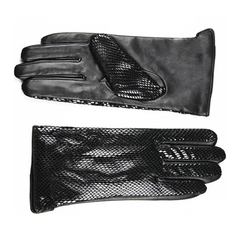 Women's Snake Print Leather Sheepskin Gloves High Gloss Velvet Lined Warm Fashion Driving Gloves for Autumn Winter