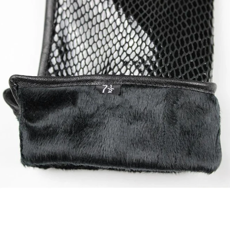 Women's Snake Print Leather Sheepskin Gloves High Gloss Velvet Lined Warm Fashion Driving Gloves for Autumn Winter