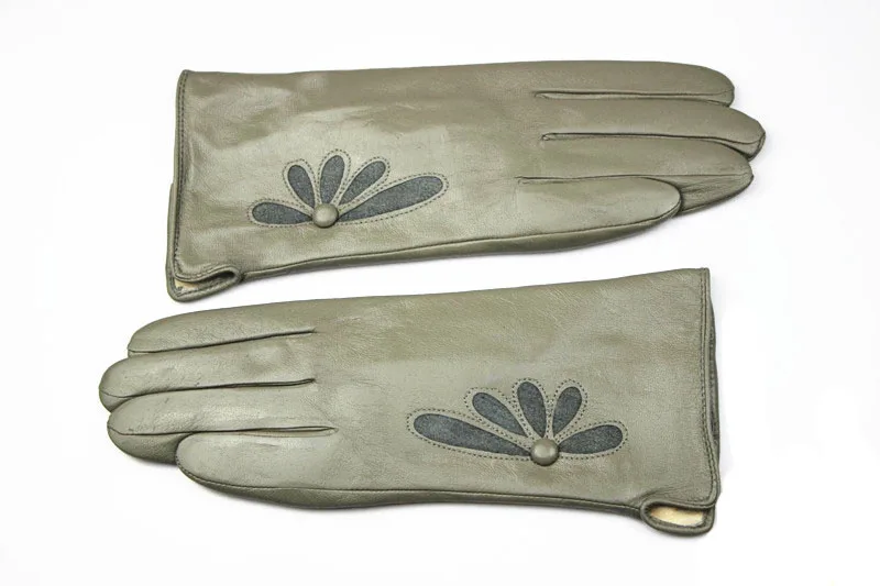 Colorful Leather Gloves Women Fashion Simple Style Velvet Lining Autumn Winter Warm Ladies Sheepskin Finger Gloves