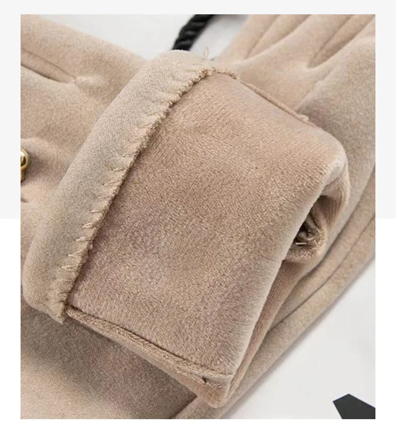 Korean Cute Pearl Plus Velvet Outdoor Sports Cycling Windproof Touch Screen Driving Women's Autumn and Winter Warm Gloves S349