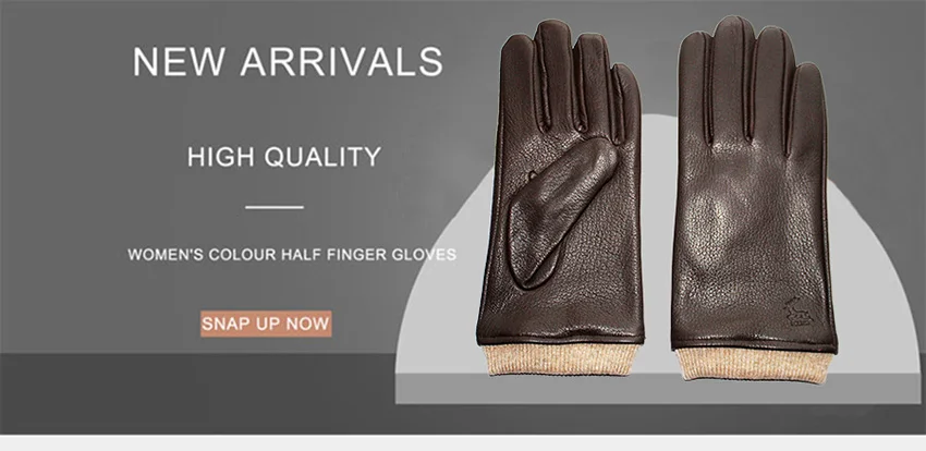Men's Motorcycle Riding Leather Deer Skin Gloves Outdoor Windproof Fashion New Wool Lining Autumn And Winter Warm Gloves