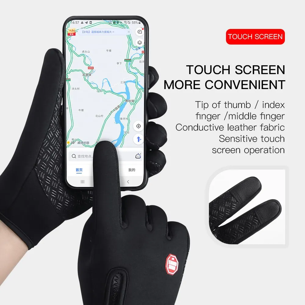 New Touchscreen Fleece Warm Gloves Outdoor Cycling Driving Waterproof Cold Gloves Windproof Non Slip Womens Men Winter Ski Glove