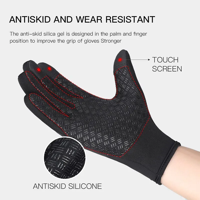 New Touchscreen Fleece Warm Gloves Outdoor Cycling Driving Waterproof Cold Gloves Windproof Non Slip Womens Men Winter Ski Glove