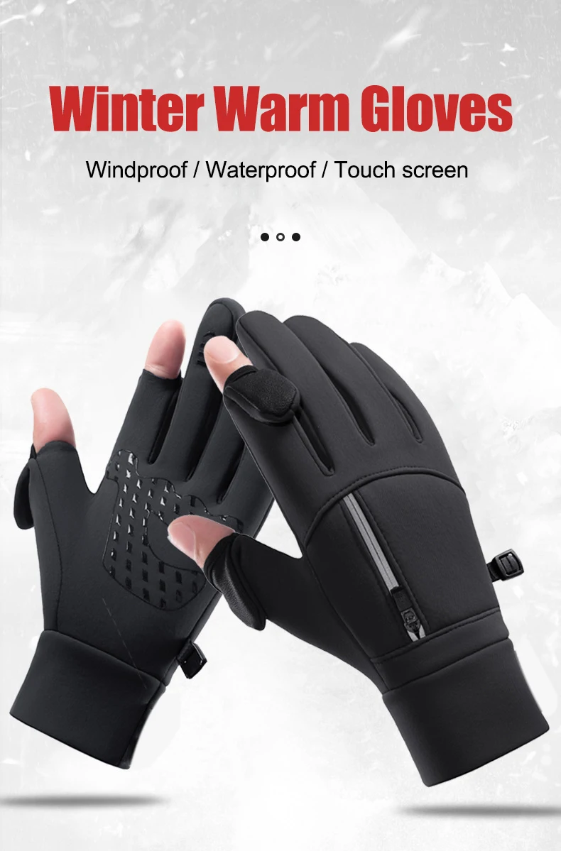 Winter Touchscreen Gloves for Outdoor Sports Cold-Resistant and Windproof Gloves for Men and Women with Flip-Top Design