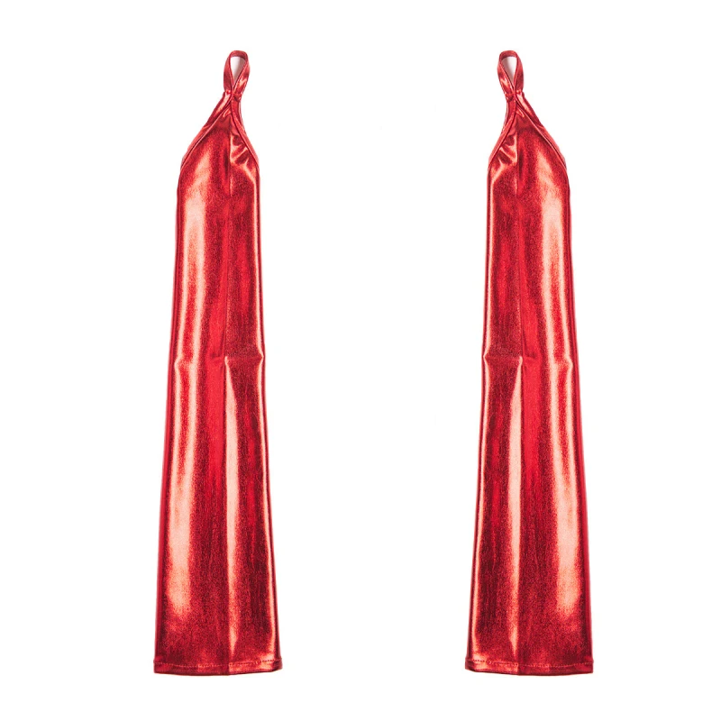 50cm Women Sexy Patent Leather Hook Finger Cosplay Punk Solid Stage Performance Fashion Personality Fingerless Gloves