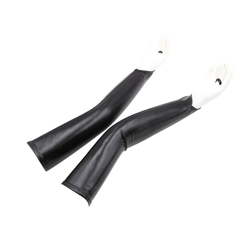 50cm Women Sexy Patent Leather Hook Finger Cosplay Punk Solid Stage Performance Fashion Personality Fingerless Gloves