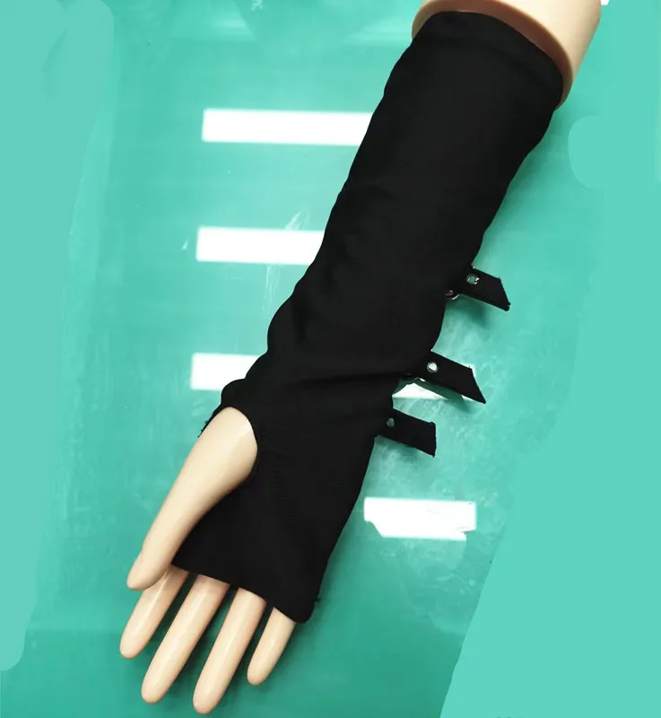 2024 Fashion Personality Buckle Straps Punk Style Women Spandex Fingerless Gloves Lolita Cosplay Stage Performances Street Dance