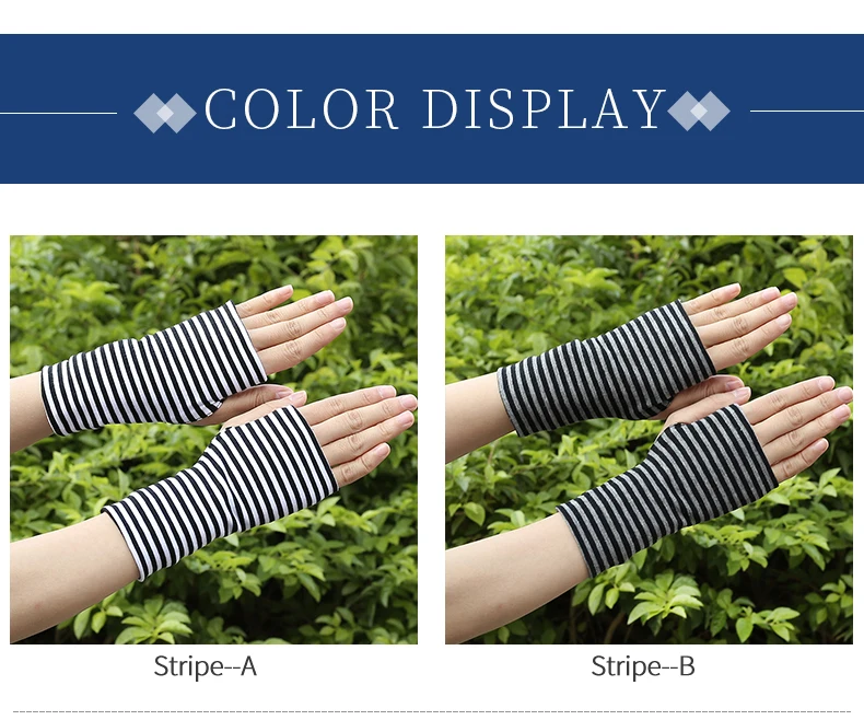 Short Fingers Striped Half Finger Gloves Unisex Sun Protection Pure Drive and Ride Fingerless Style Warm Fashionable Gloves