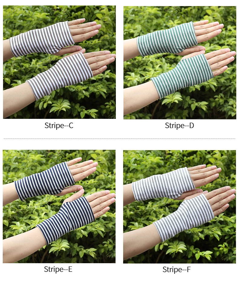 Short Fingers Striped Half Finger Gloves Unisex Sun Protection Pure Drive and Ride Fingerless Style Warm Fashionable Gloves