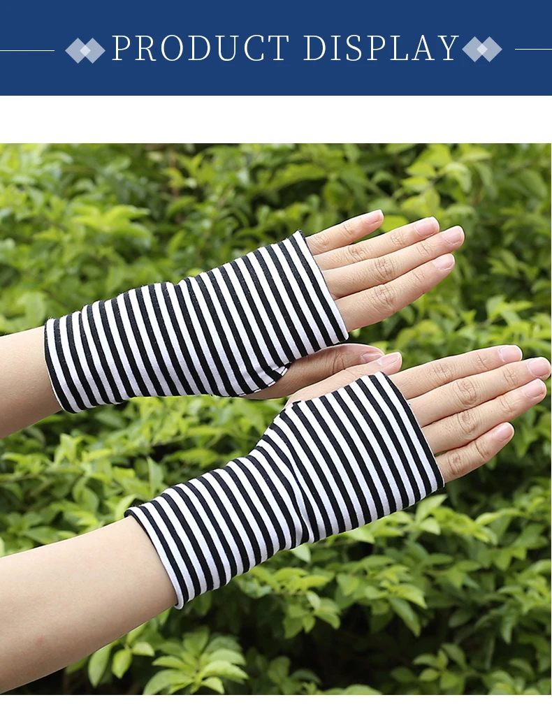 Short Fingers Striped Half Finger Gloves Unisex Sun Protection Pure Drive and Ride Fingerless Style Warm Fashionable Gloves