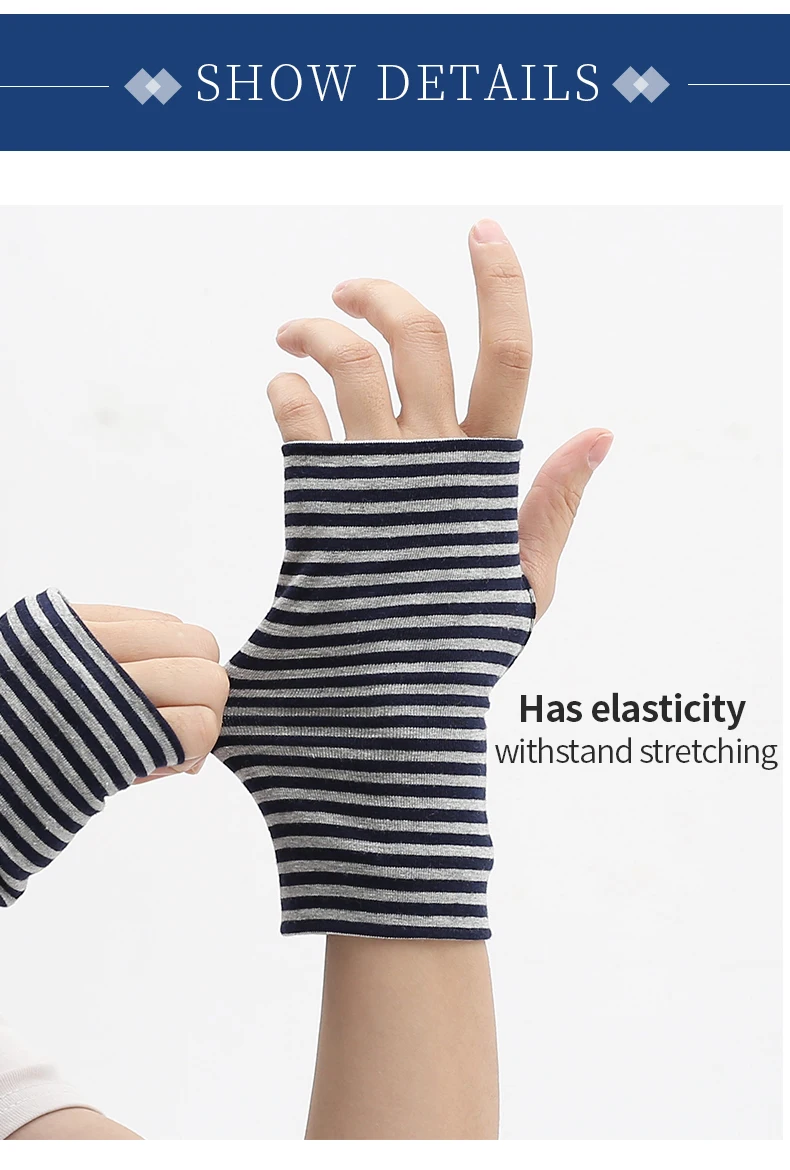 Short Fingers Striped Half Finger Gloves Unisex Sun Protection Pure Drive and Ride Fingerless Style Warm Fashionable Gloves