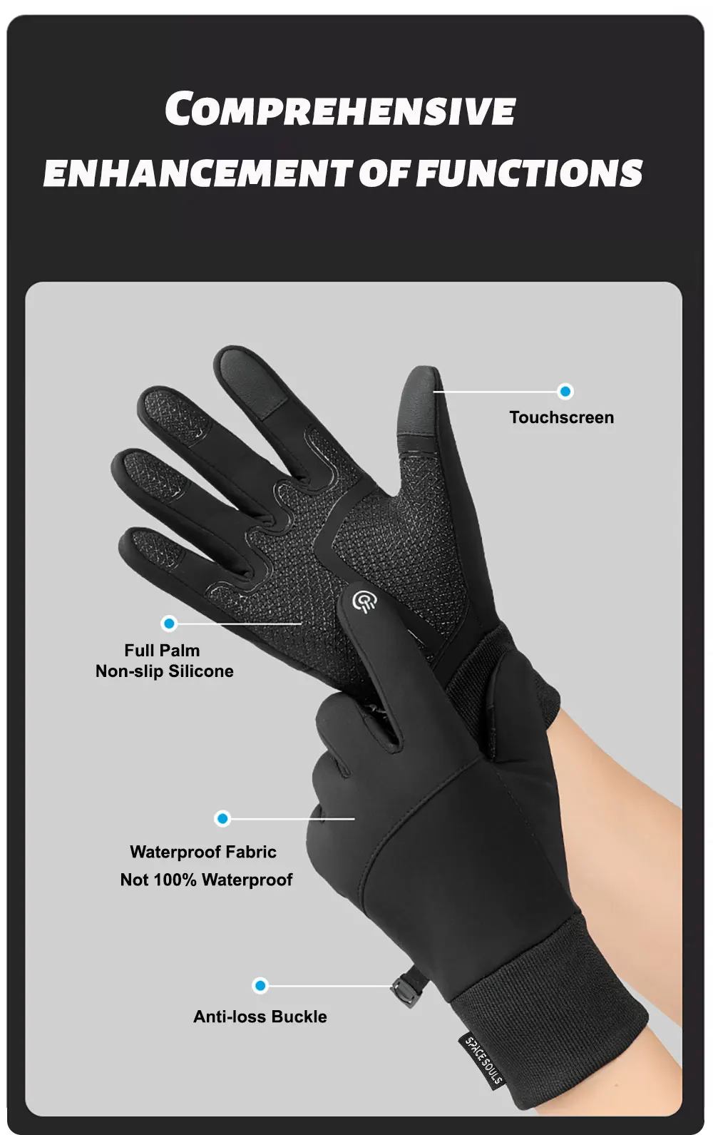 Autumn Winter Warm Windproof Waterproof Touch Screen Gloves for Men And Women Outdoor Fishing Running Cycling Skiing Cold Gloves