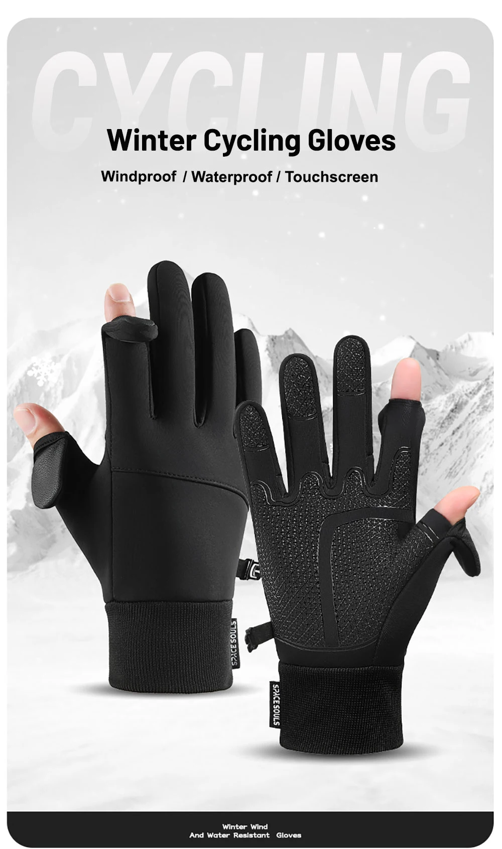Autumn Winter Warm Windproof Waterproof Touch Screen Gloves for Men And Women Outdoor Fishing Running Cycling Skiing Cold Gloves