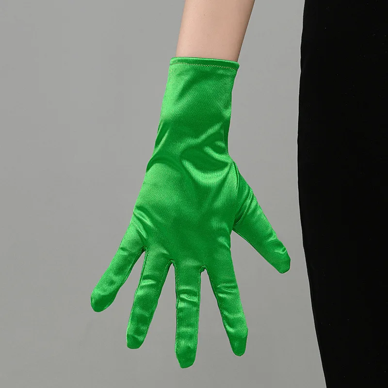 Women Wedding Brides Satin Short Gloves Opera Banquet Stage Performances Multicolored Elegant Temperament Princess